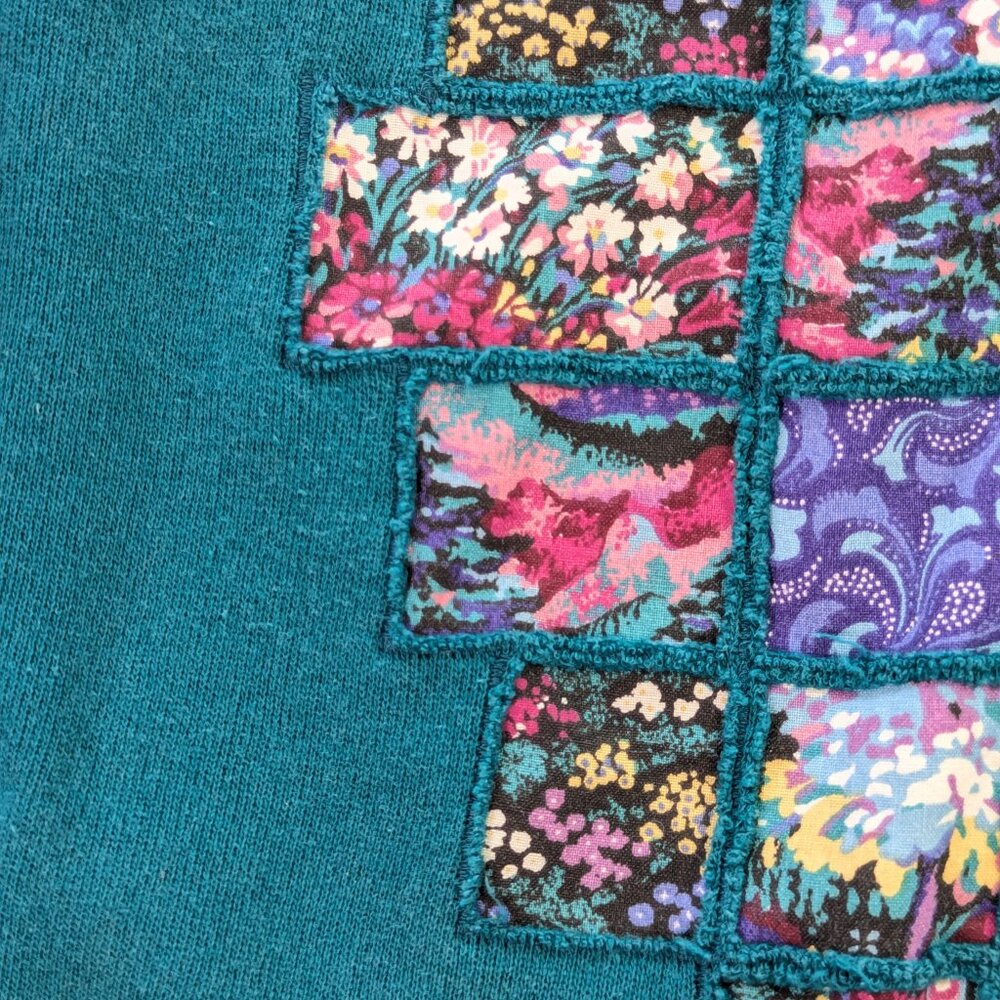 Teal Patchwork Heart Crewneck Sweatshirt - Picture 4 of 8